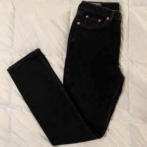 Weekday City High Waist Slim Leg Jeans in Black Ink